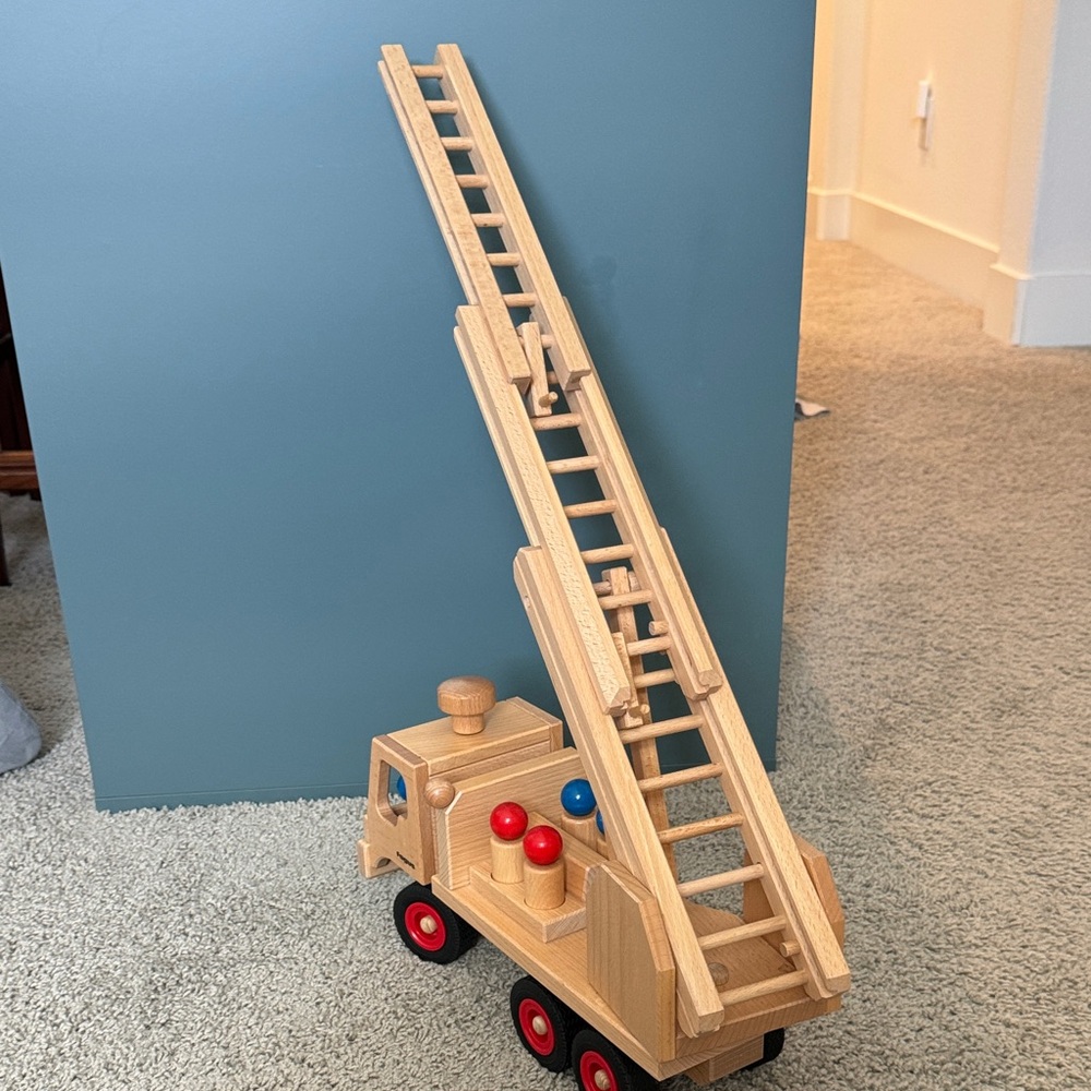 FAGUS made in Germany Wooden Fire Truck Toy with Ladder - Picture 6 of 6